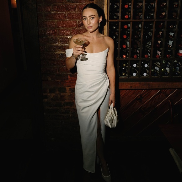 Sau Lee Brandi Gown in White - One-shoulder draped corset maxi dress - Picture 6 of 13